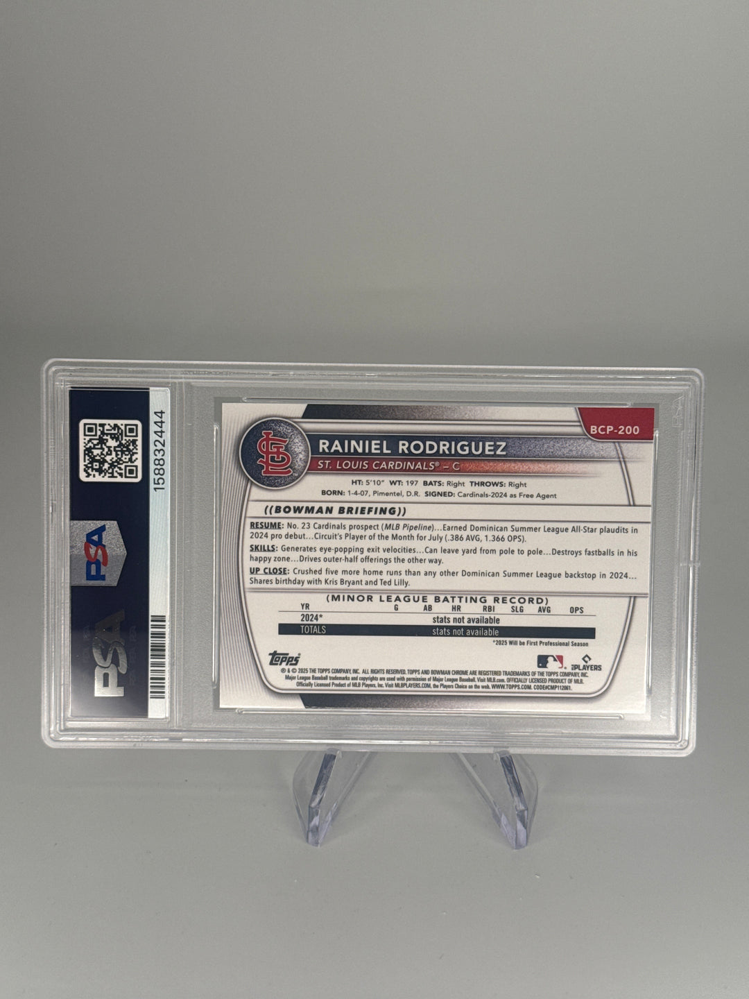 Rainiel Rodriguez 2025 Bowman Chrome Laser Refractor 1st, PSA 10 Gem Mint