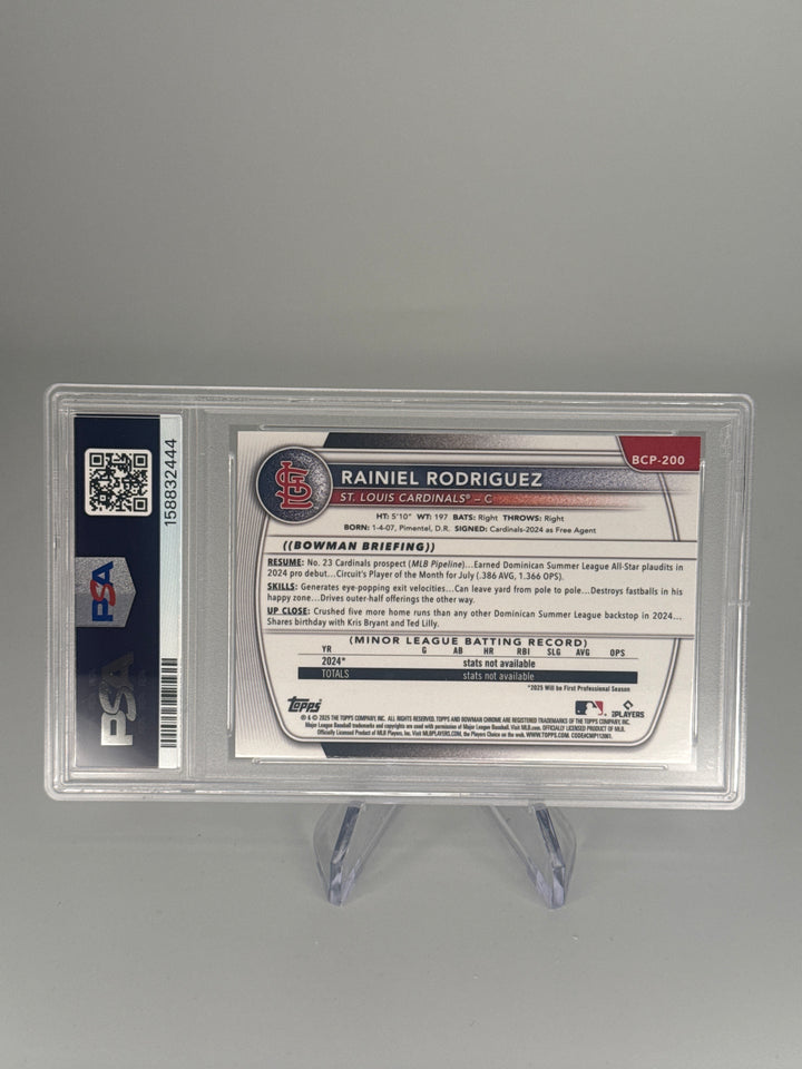 Rainiel Rodriguez 2025 Bowman Chrome Laser Refractor 1st, PSA 10 Gem Mint