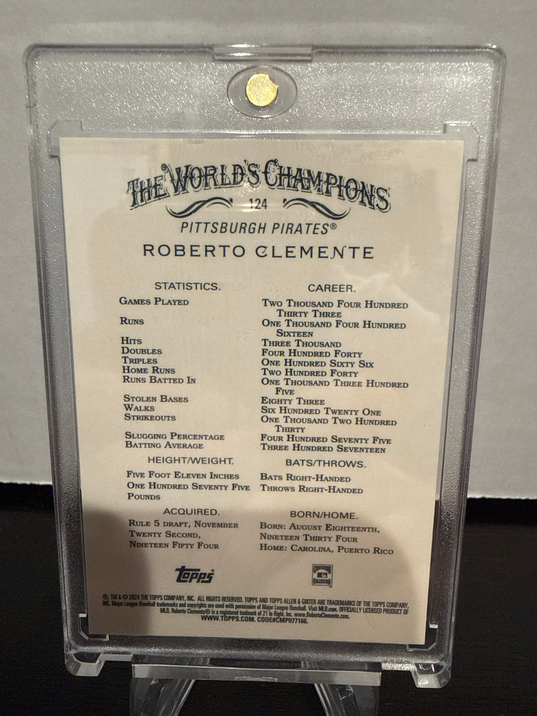 Roberto Clemente 2025 Topps Allen & Ginter Chrome Gold Refractor, 37/50