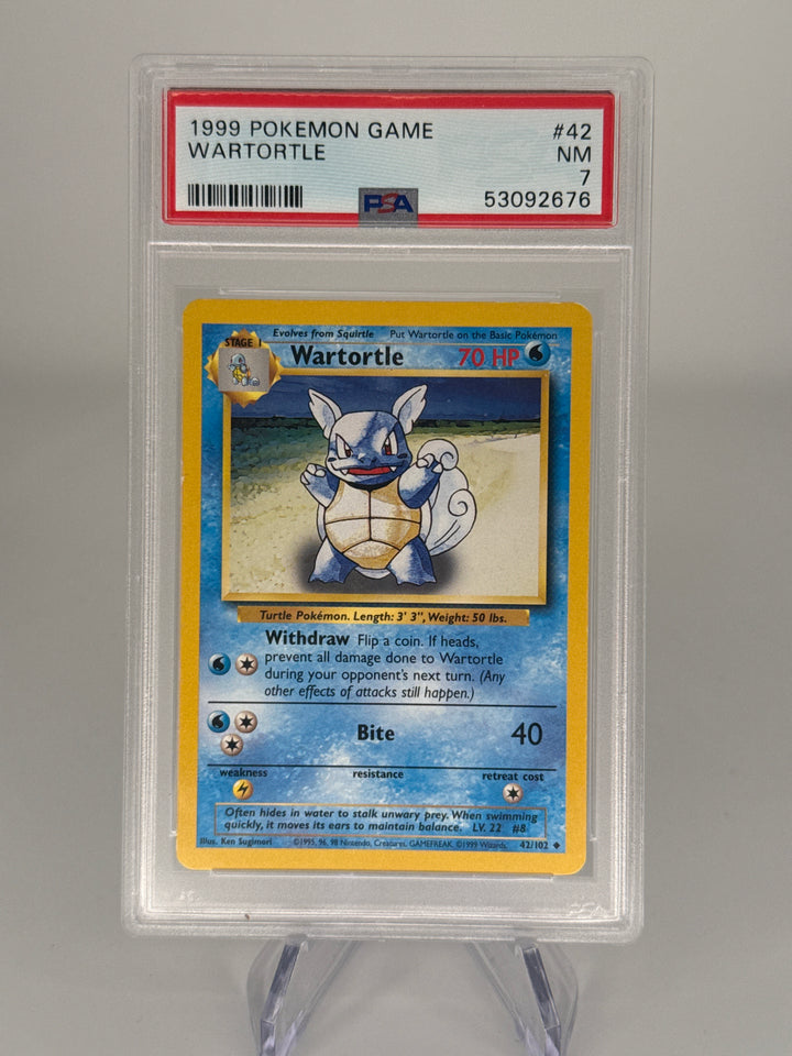 Pokemon TCG 1999 Wartortle Base Set, 42/102, PSA 7