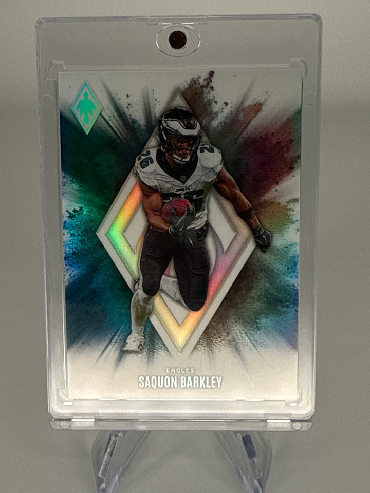 Saquon Barkley 2025 Panini Phoenix SSP Color Blast Case Hit (damage on back)