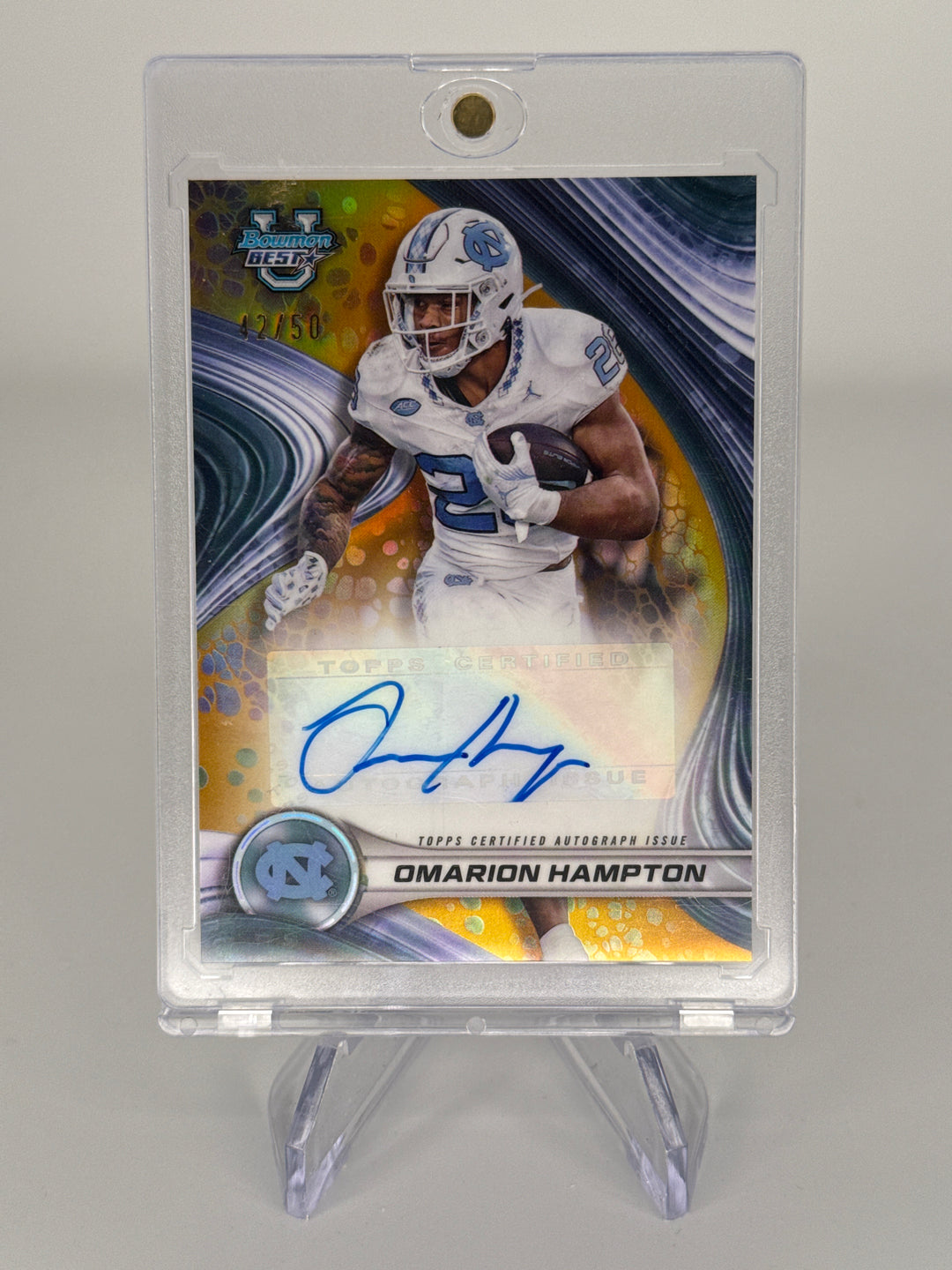 Omarion Hampton 2024 Bowman's Best University Gold Refractor Auto, 42/50