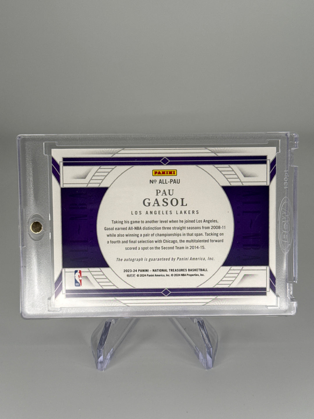 Pau Gasol 2023 Panini National Treasures All NBA Auto, 09/15