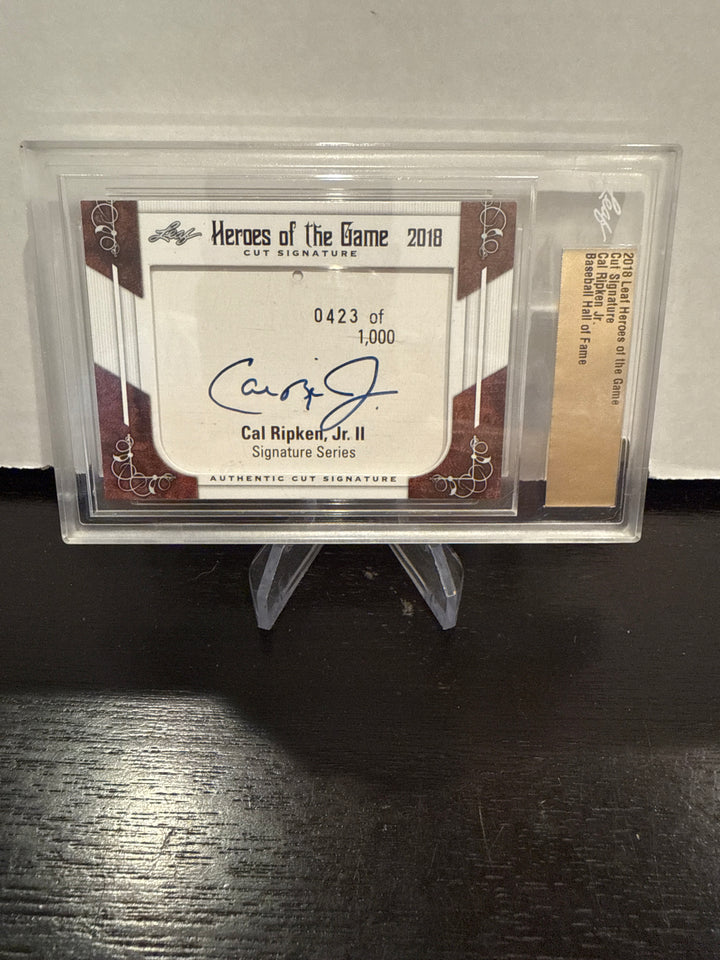 Cal Ripken Jr 2018 Leaf Heroes of the Game Cut Signature, 423/1000