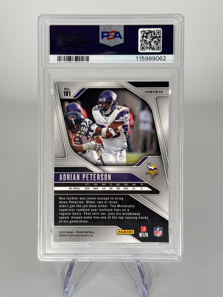 Adrian Peterson 2024 Panini Prizm Snakeskin Prizm SSP, PSA 10 Gem Mint
