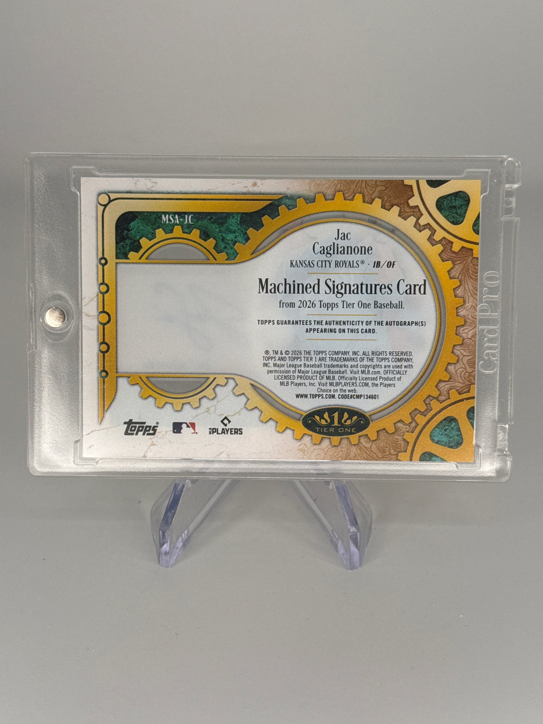 Jac Caglianone 2026 Topps Tier One Machined Signatures Rookie Auto, 23/49