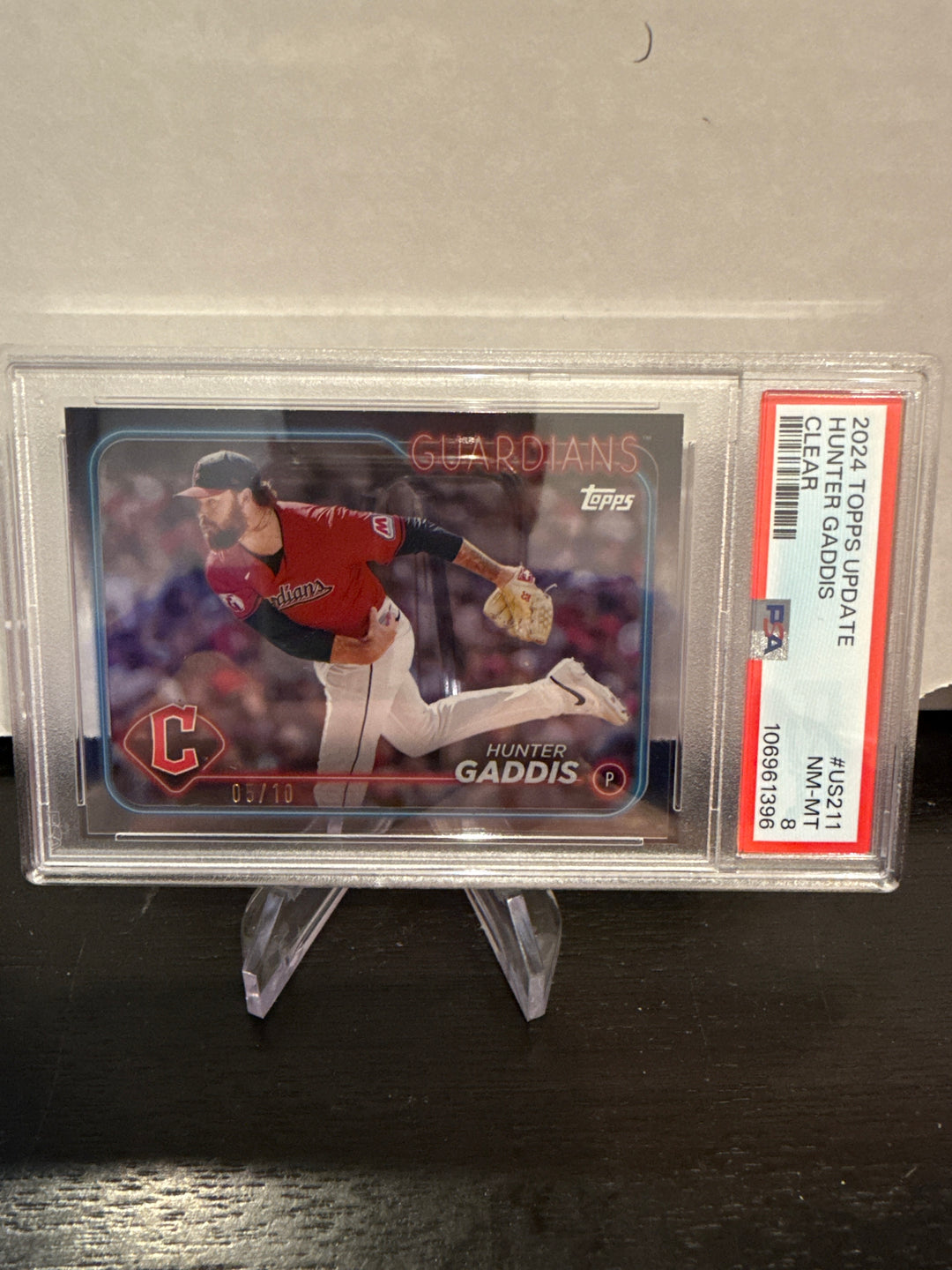 Hunter Gaddis 2024 Topps Update Clear, 05/10, PSA 8