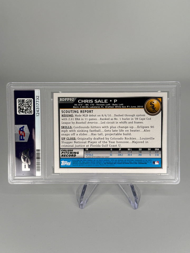 Chris Sale 2010 Bowman Drafts Picks & Prospects 1st, PSA 10 Gem Mint