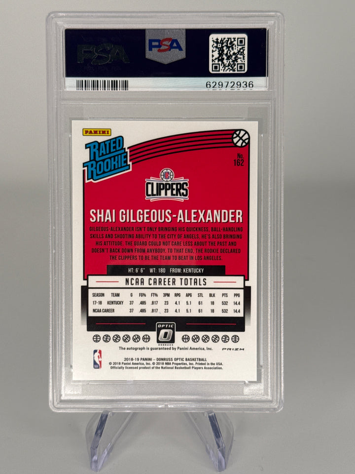 Shai Gilgeous-Alexander 2018 Panini Donruss Optic Rookie Auto Holo, PSA 9 Mint