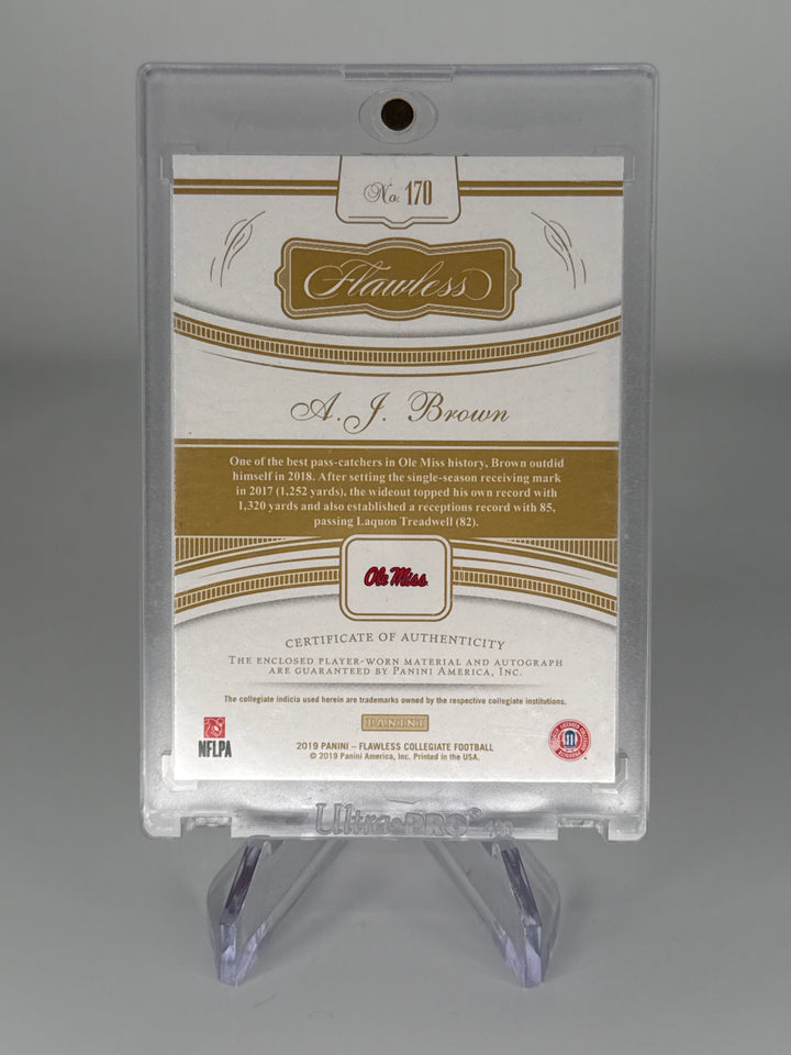 AJ Brown 2019 Panini Flawless Collegiate Rookie Patch Auto Gold, 03/10