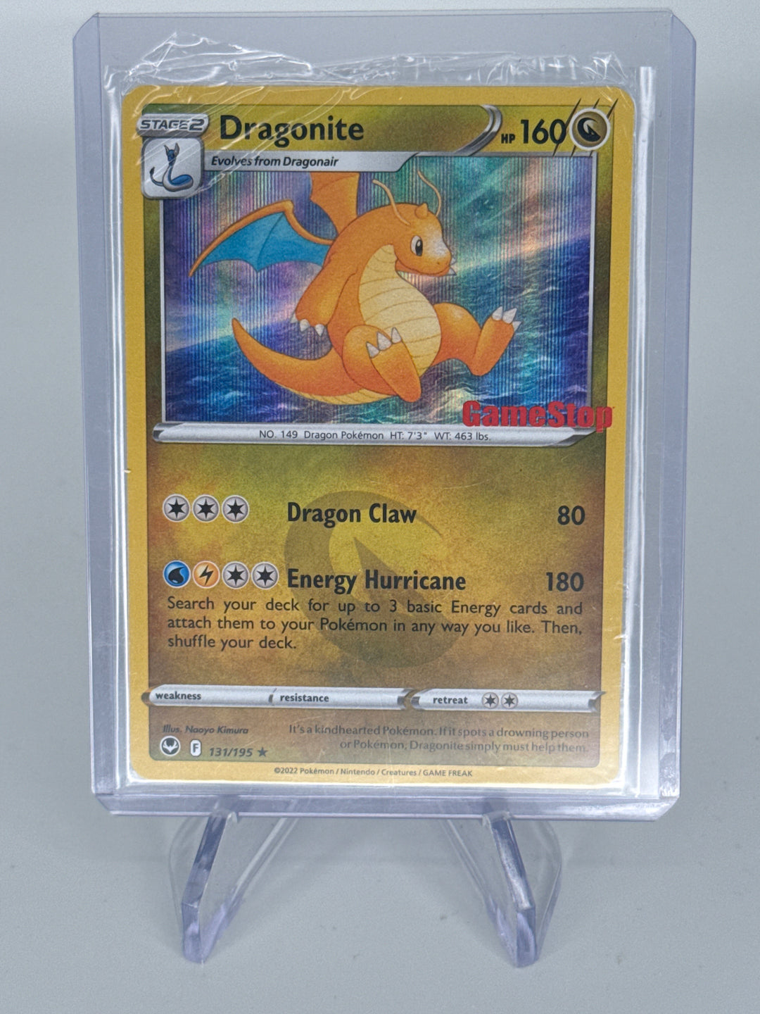 Pokemon TCG 2022 Dragonite, Gamestop Exclusive Stamp, 131/195, Sealed Promo