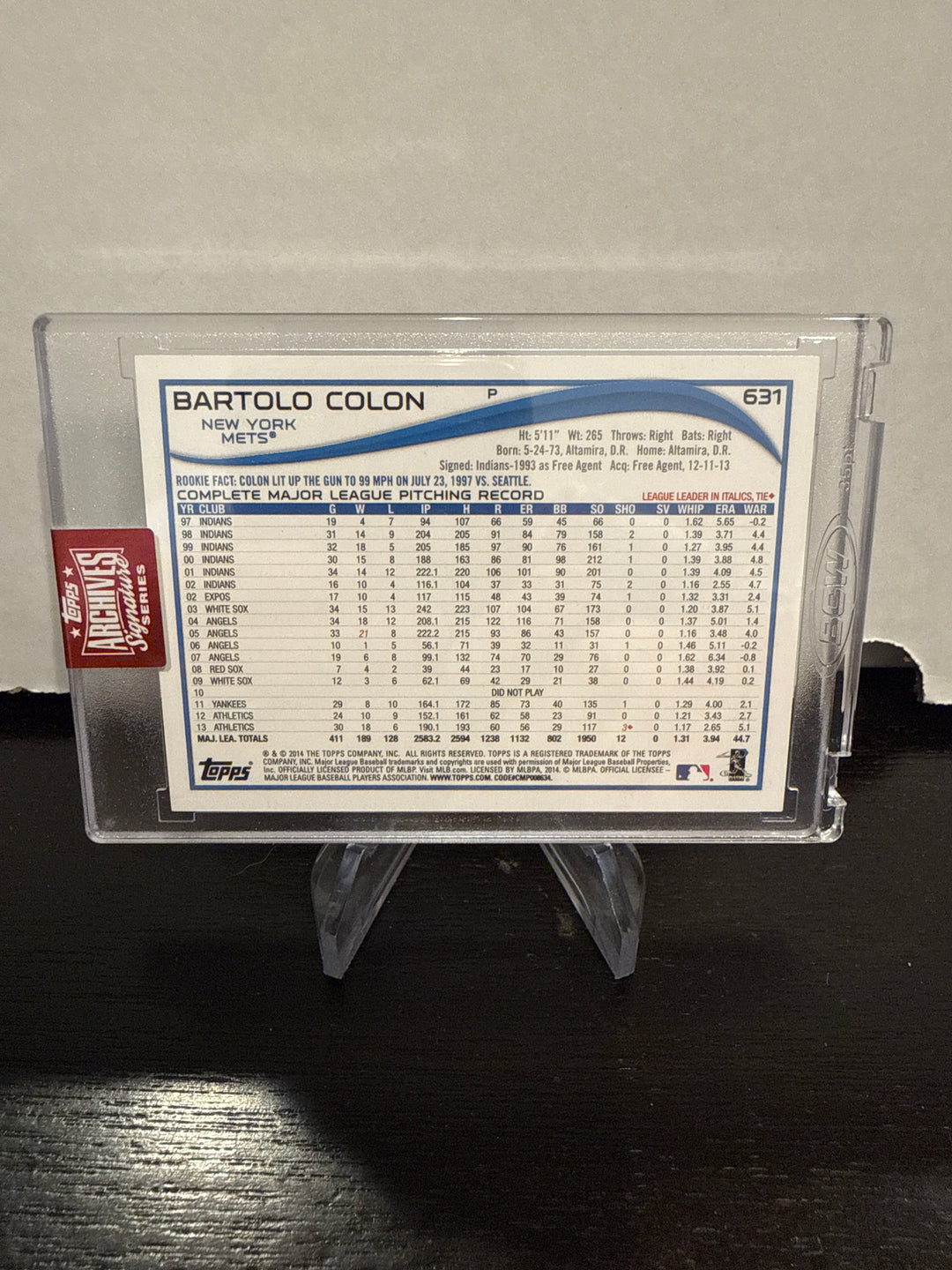 Bartolo Colon 2023 Topps Archives Signature Series Auto, 87/92