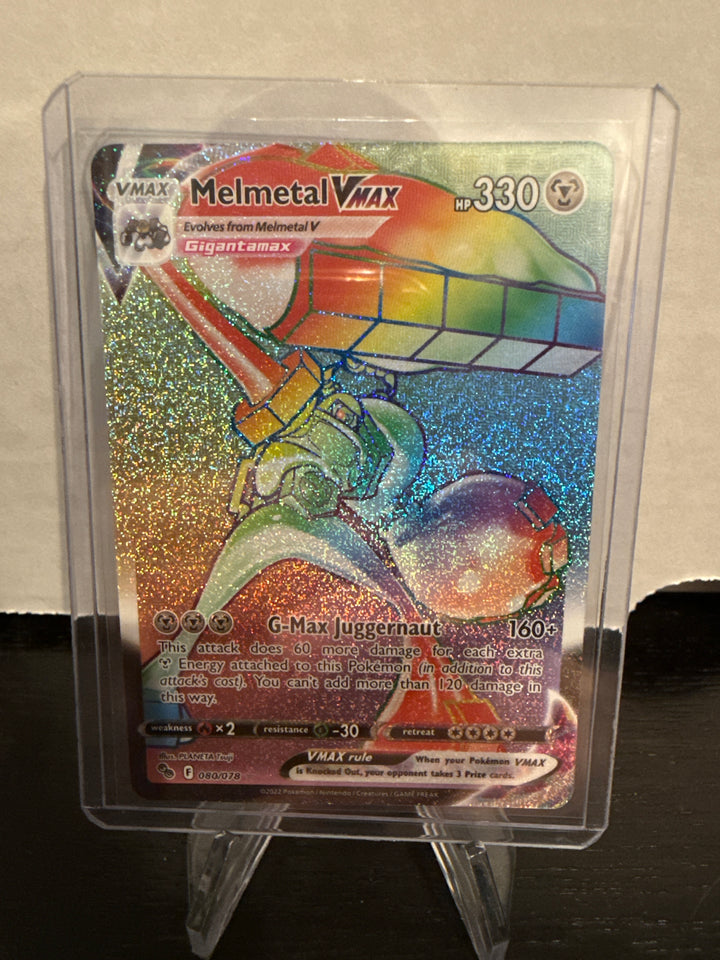 Pokemon TCG 2022 Melmetal VMax Pokemon Go Rainbow Secret Rare, 080/078