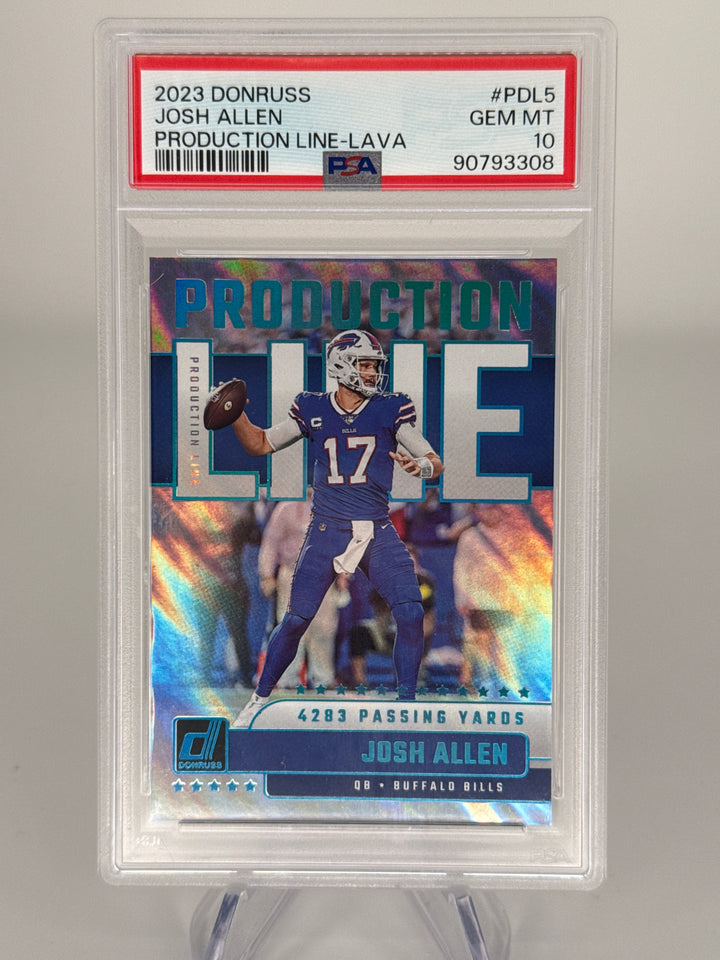 Josh Allen 2023 Panini Donruss Production Line Lava, 08/10, PSA 10 Gem Mint