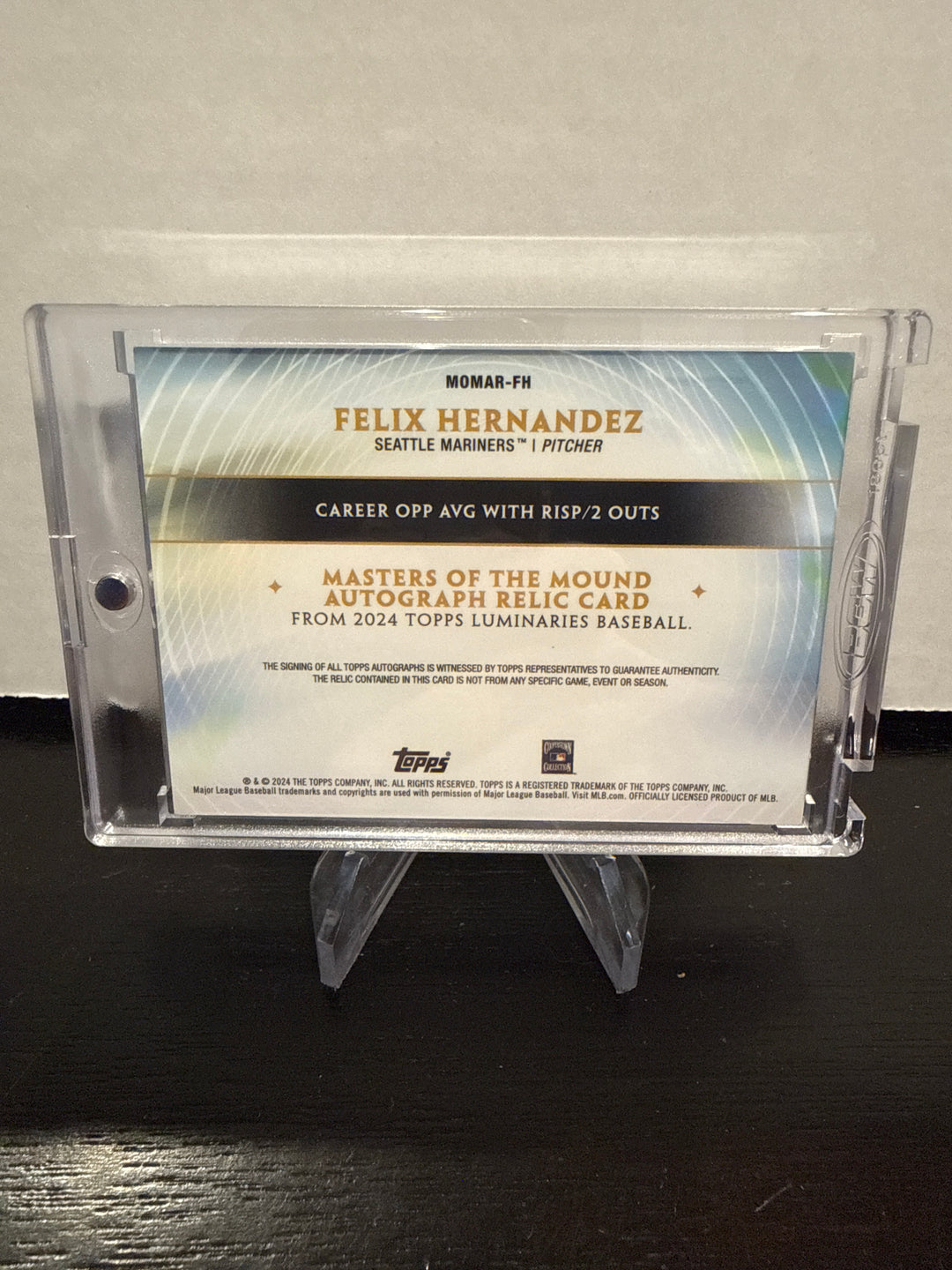 Felix Hernandez 2024 Topps Luminaries Masters of the Mound Auto Relic Blue, 01/10