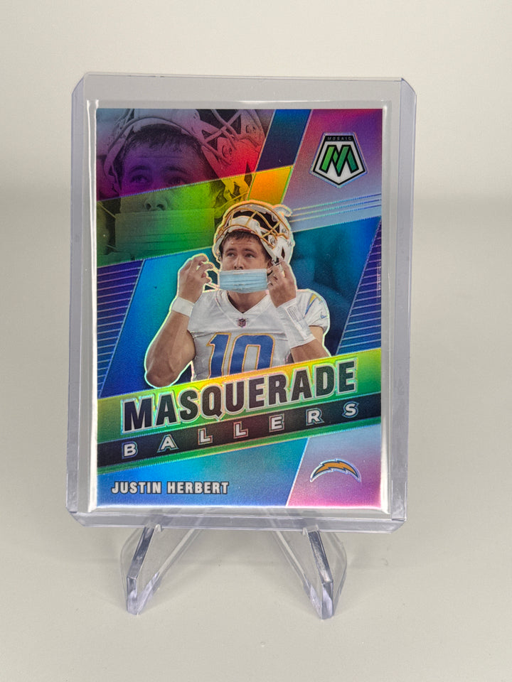 Justin Herbert 2021 Panini Mosaic Masquerade Ballers SSP Case Hit