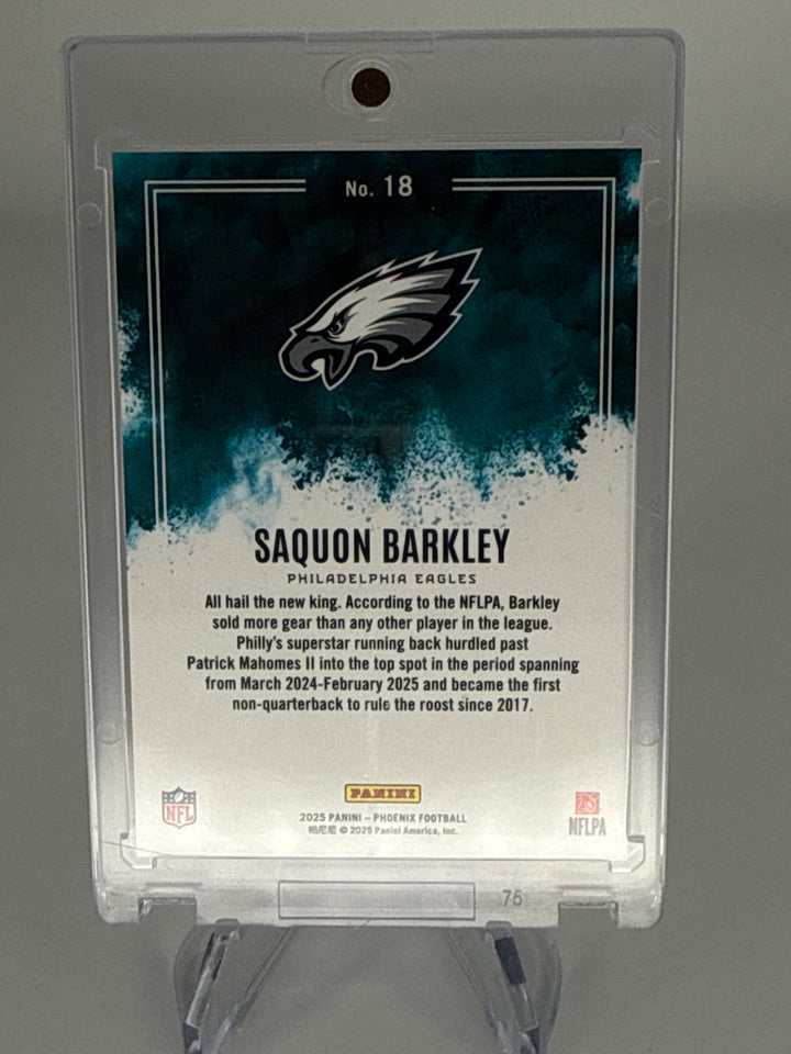 Saquon Barkley 2025 Panini Phoenix SSP Color Blast Case Hit (damage on back)