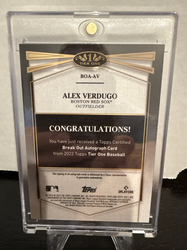 Alex Verdugo 2022 Topps Tier One Break Out Performers Auto, 1/1
