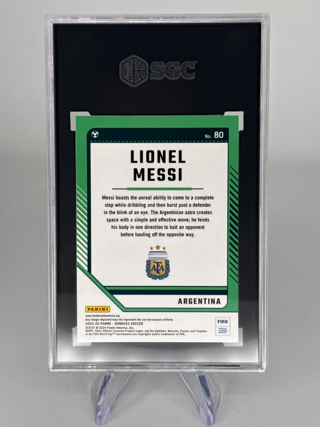 Lionel Messi 2024 Panini Donruss Optic FIFA, SGC 9.5 Gem Mint