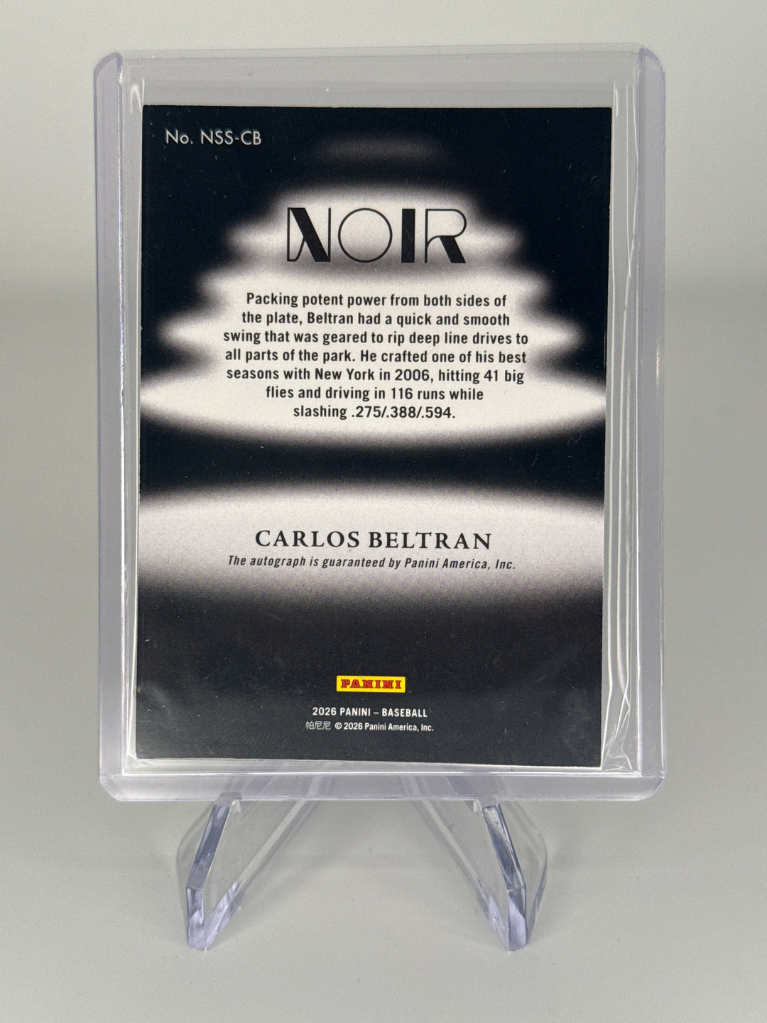 Carlos Beltran 2026 Panini Immaculate Noir Shadow Signatures Auto, 12/99