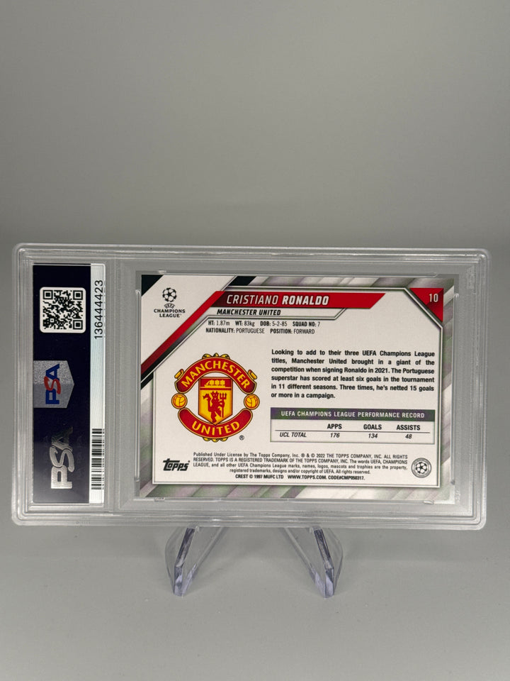 Cristiano Ronaldo 2021-2022 Topps Chrome Sapphire Edition Champions League, PSA 9 Mint