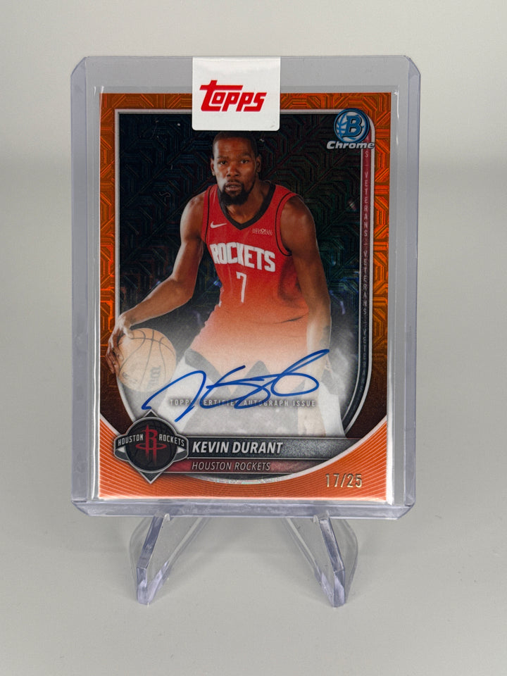 Kevin Durant 2025 Bowman Chrome Orange Geometric Auto, 17/25