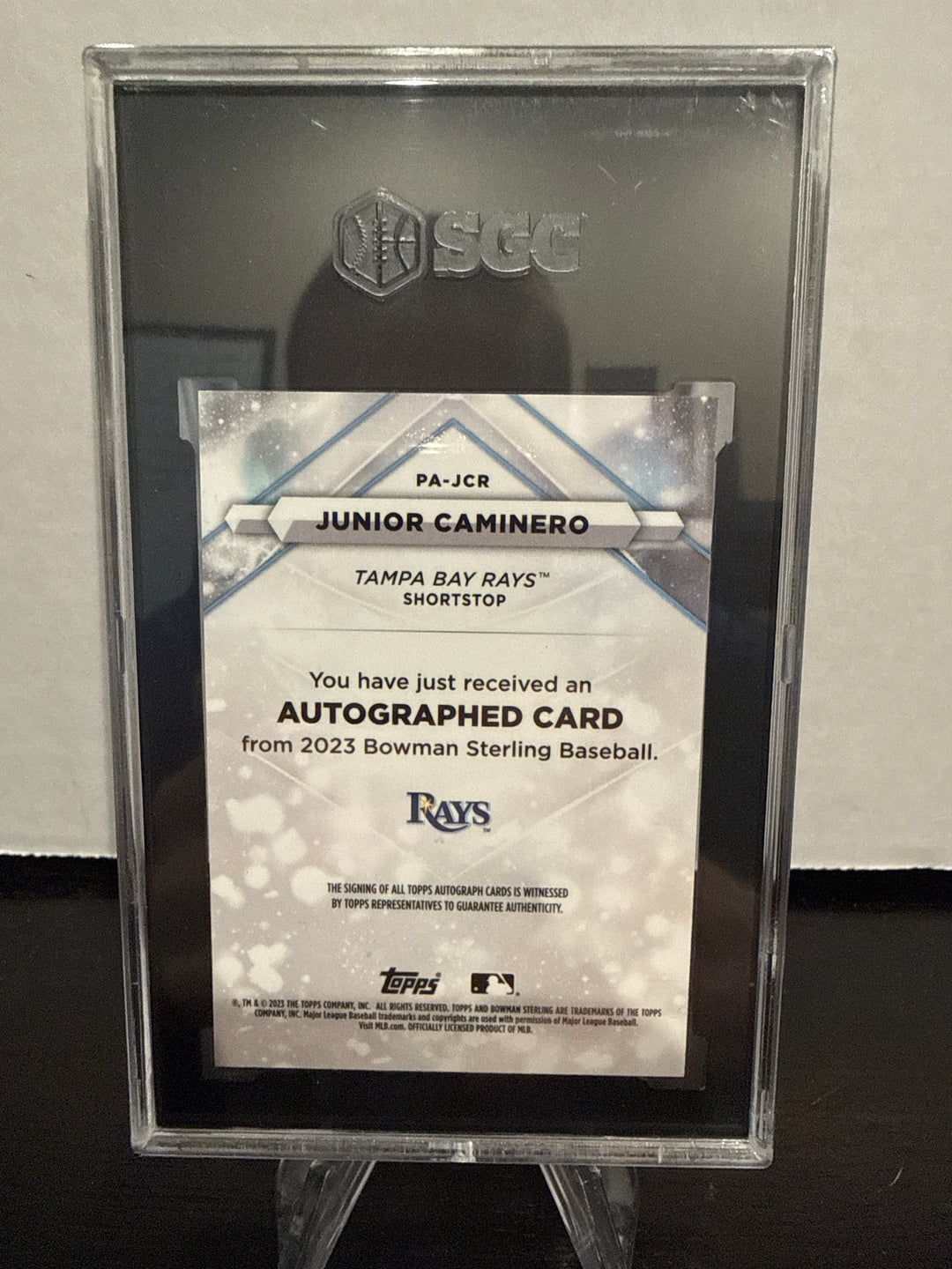 Junior Caminero 2023 Bowman Sterling Prospect Auto, SGC 10 Gem Mint