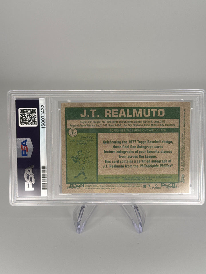 JT Realmuto 2026 Topps Heritage Real One Red Ink Auto, 74/77, PSA 9 Mint