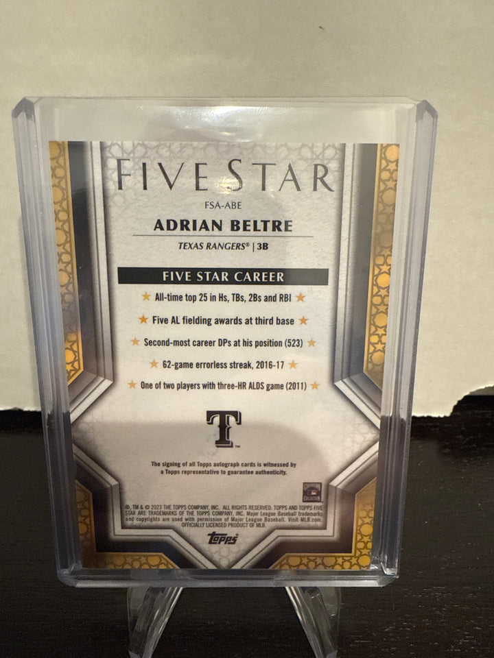 Adrian Beltre 2023 Topps Five Star Aqua Auto, 03/75