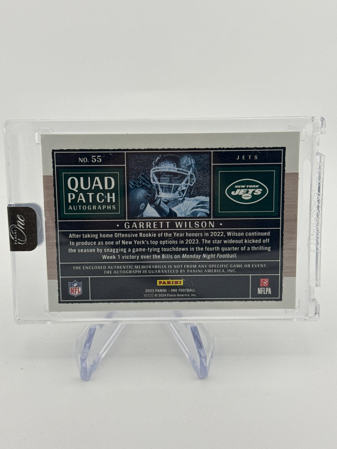Garrett Wilson 2022 Panini One Rookie Quad Patch Auto, 16/25
