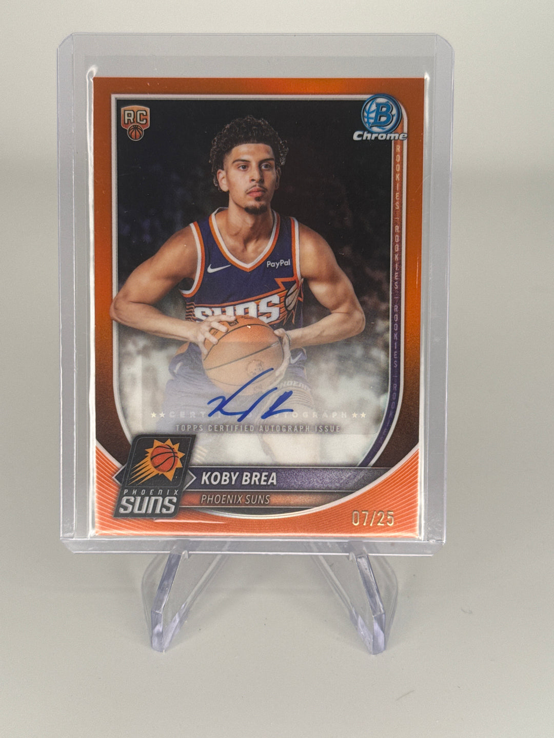 Koby Brea 2025 Bowman Chrome Orange Refractor Rookie Auto, 07/25