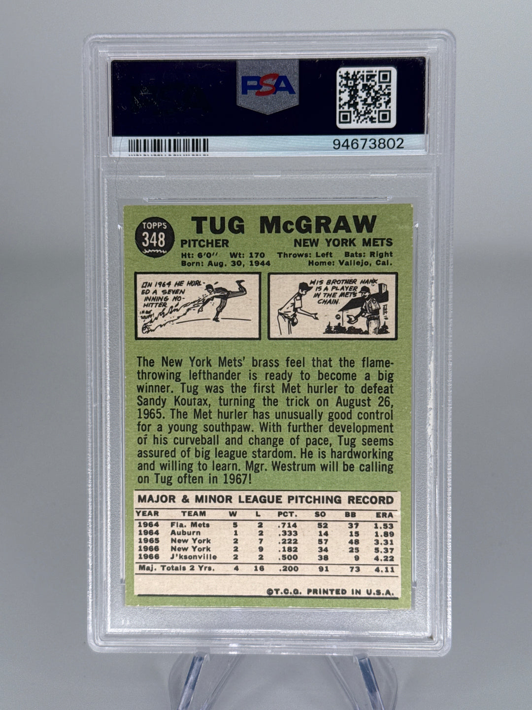 Tug McGraw 1967 Topps, PSA 8
