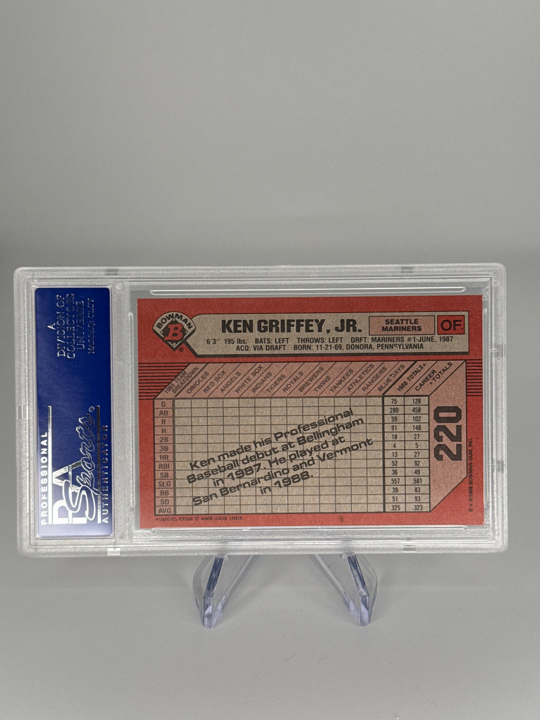 Ken Griffey Jr. 1989 Bowman Rookie, PSA 9 Mint