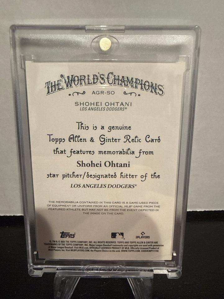Shohei Ohtani 2025 Topps Allen & Ginter Game Used Jersey Relic