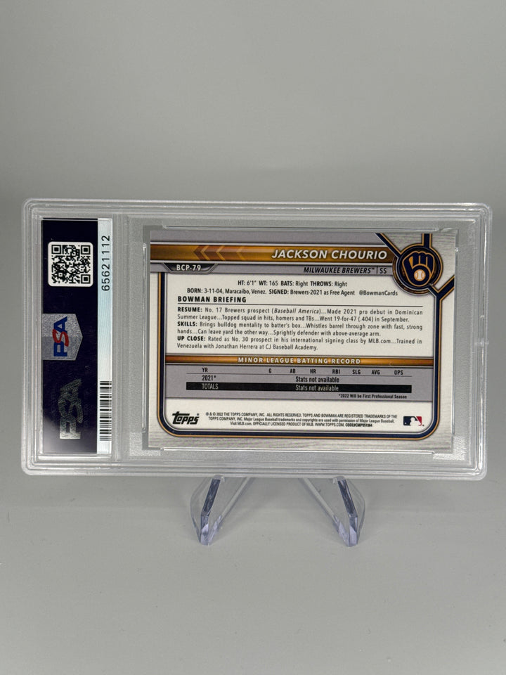 Jackson Chourio 2022 Bowman Chrome Sapphire 1st, PSA 9 Mint