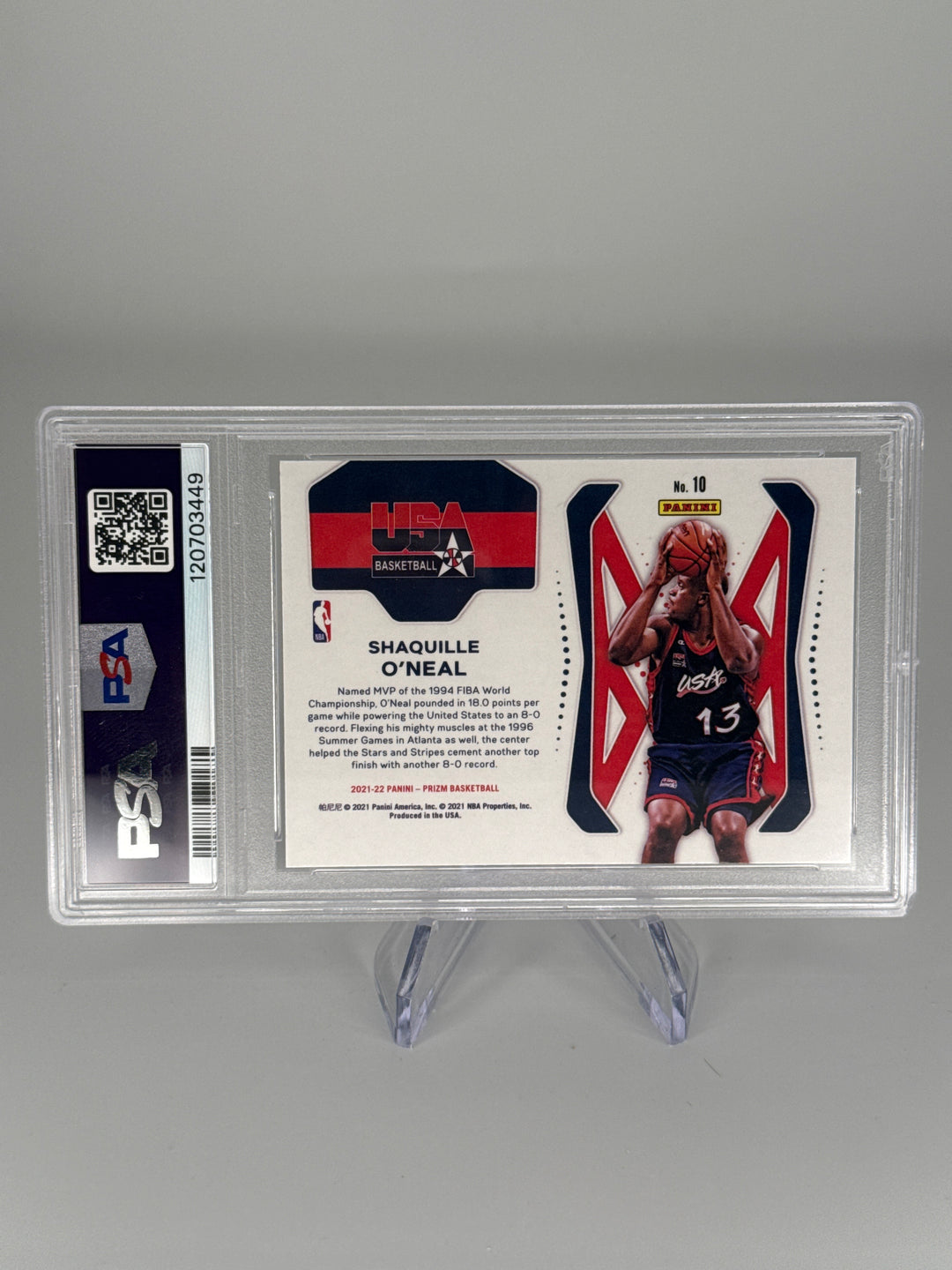 Shaquille O'Neal 2021 Panini Prizm USA Basketball, PSA 10 Gem Mint