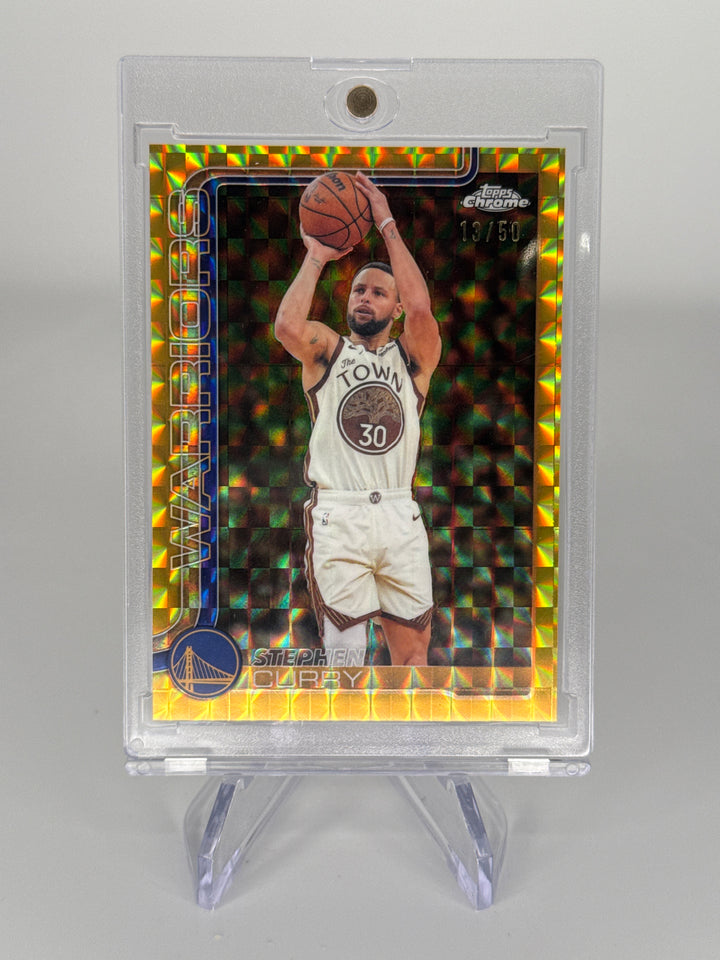Stephen Curry 2025 Topps Chrome Gold Geometric Refractor, 13/50