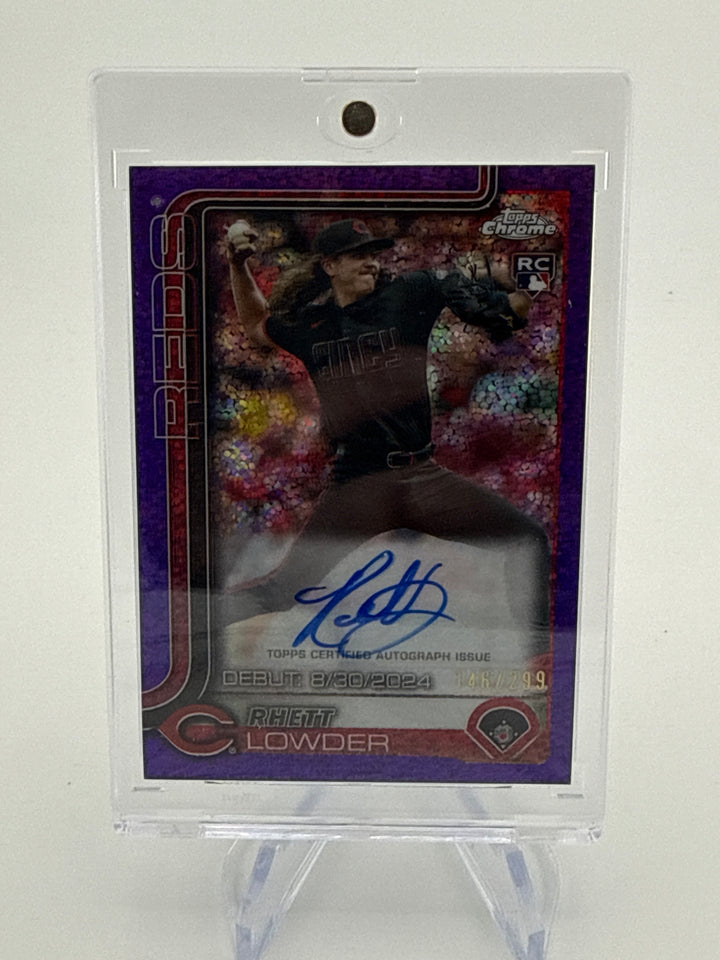 Rhett Lowder 2025 Bowman Chrome Purple Mini Diamond Refractor Rookie Auto, 146/299