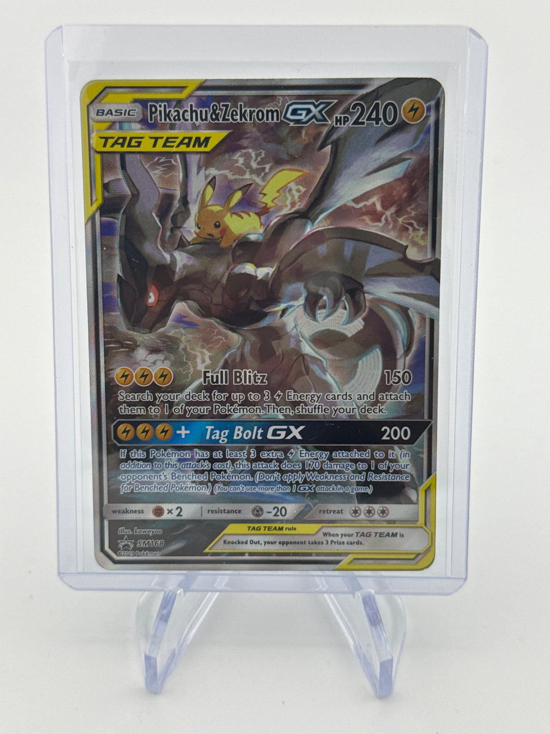 Pokemon TCG 2019 Pikachu & Zekrom GX Sun & Moon Black Star Promo, SM168