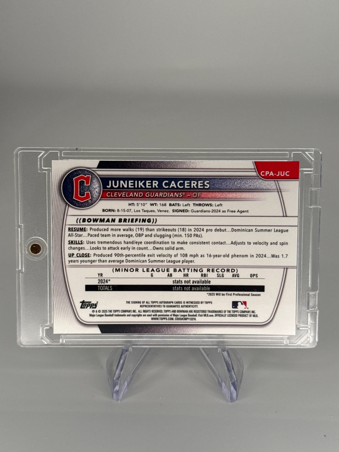 Juneiker Caceres 2025 Bowman Chrome 1st Auto