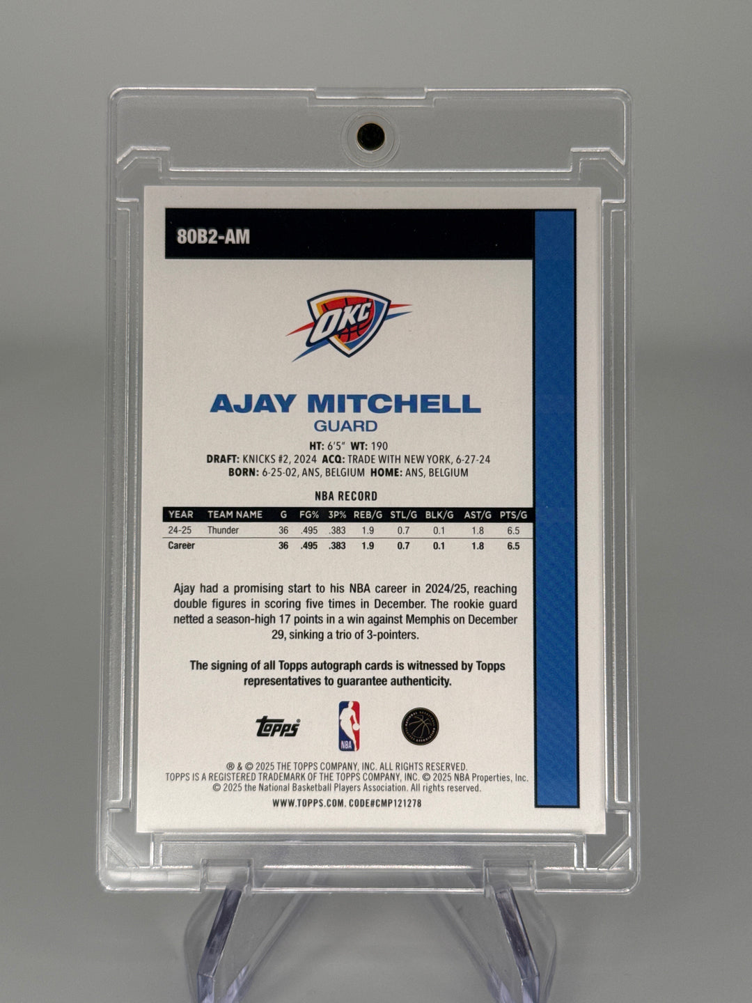 Ajay Mitchell 2025 Topps Flagship 45th Anniversary Gold Foil Auto, 16/50