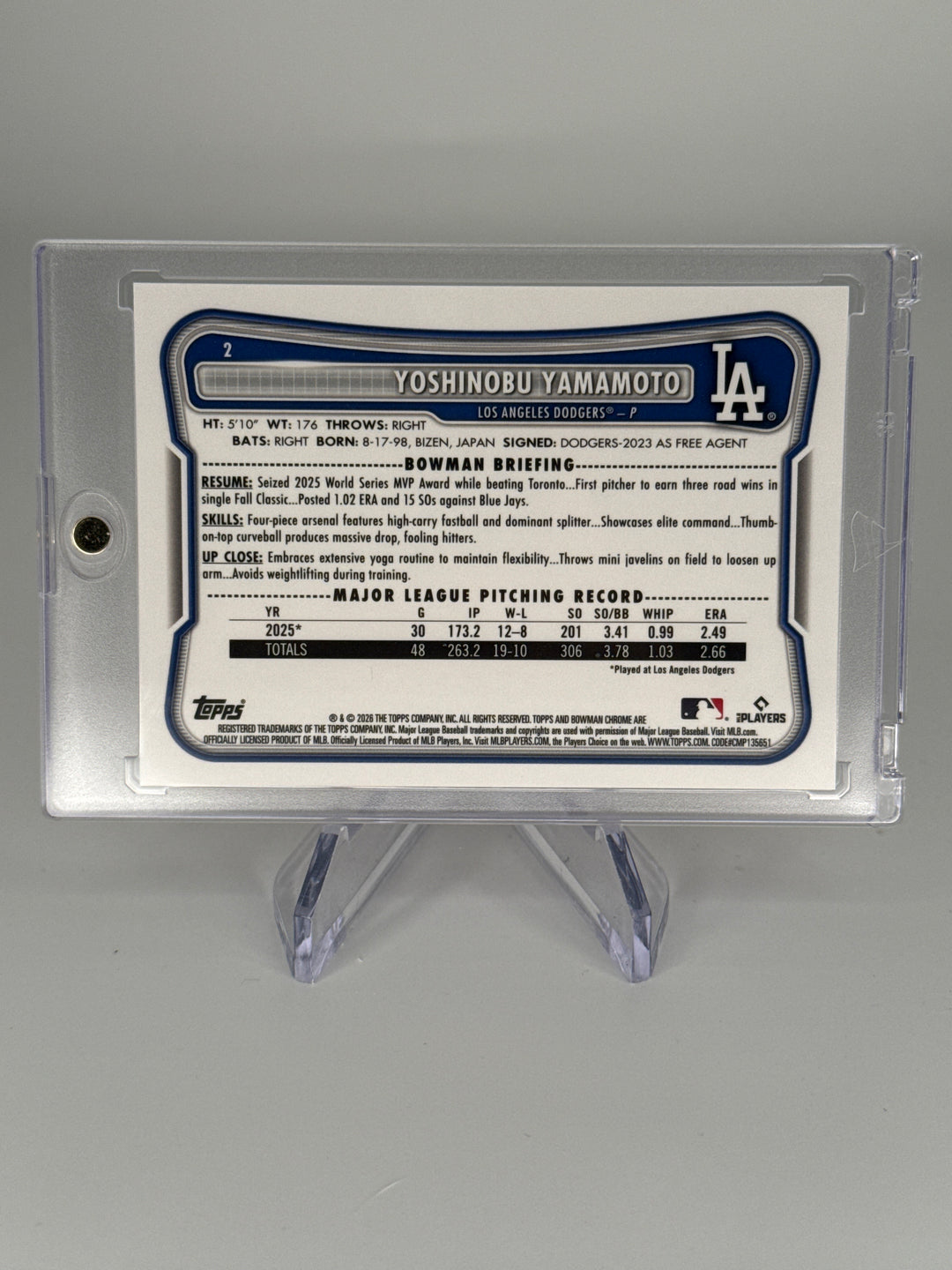 Yoshinobu Yamamoto 2026 Bowman Chrome Mega Box Orange Refractor, 16/25
