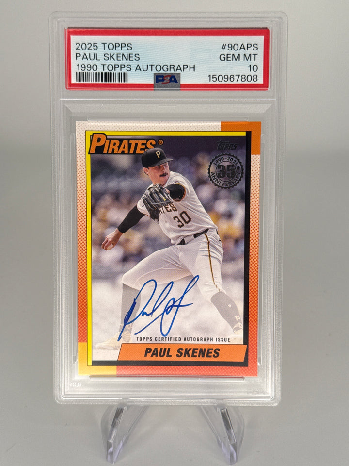 Paul Skenes 2025 Topps 1990 Auto, PSA 10 Gem Mint