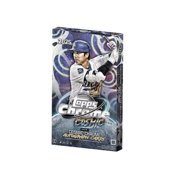 Topps Chrome Cosmic trading card box with a baseball player on the cover