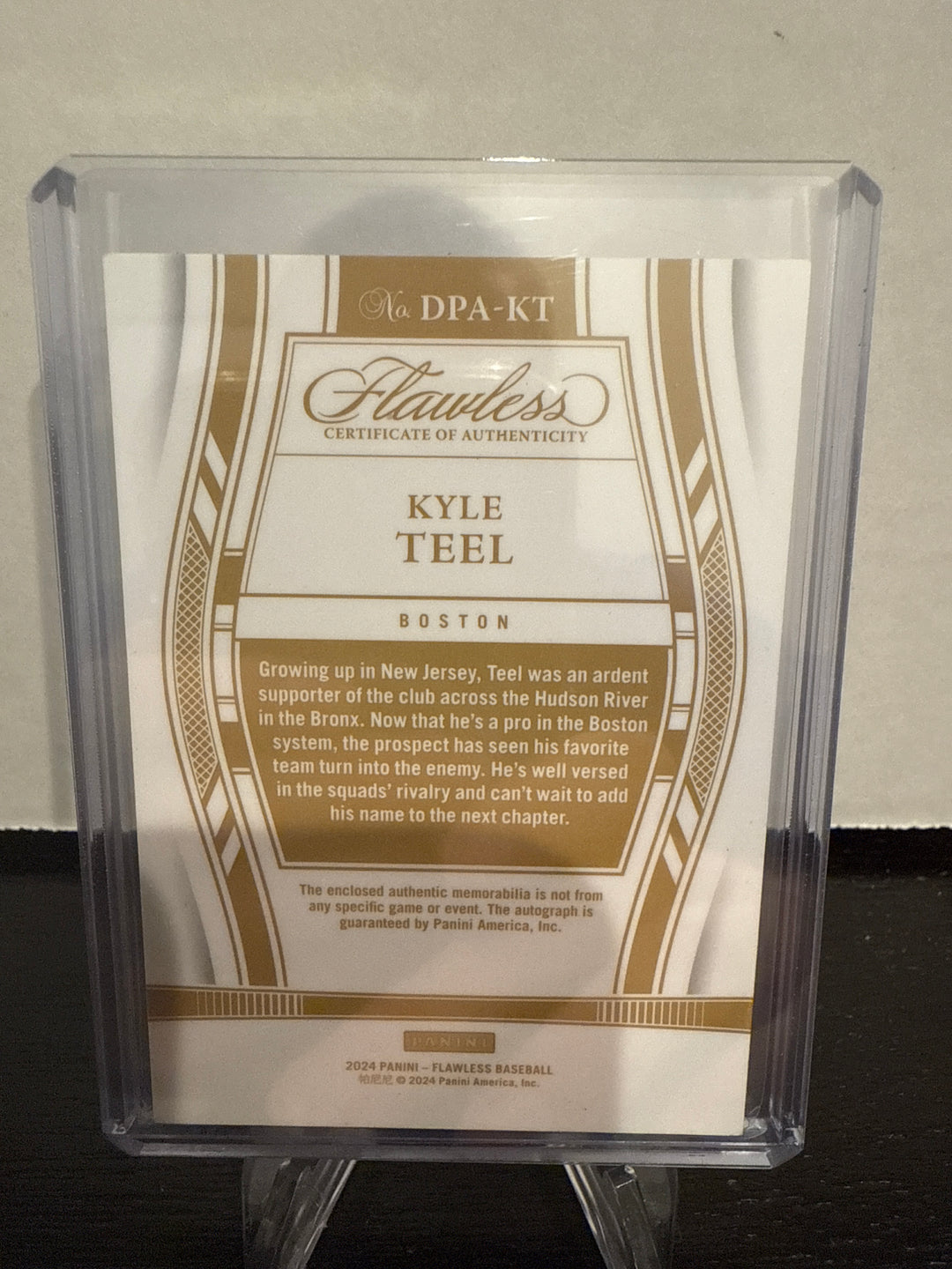 Kyle Teel 2024 Panini Flawless Prospect Patch Auto, 01/20