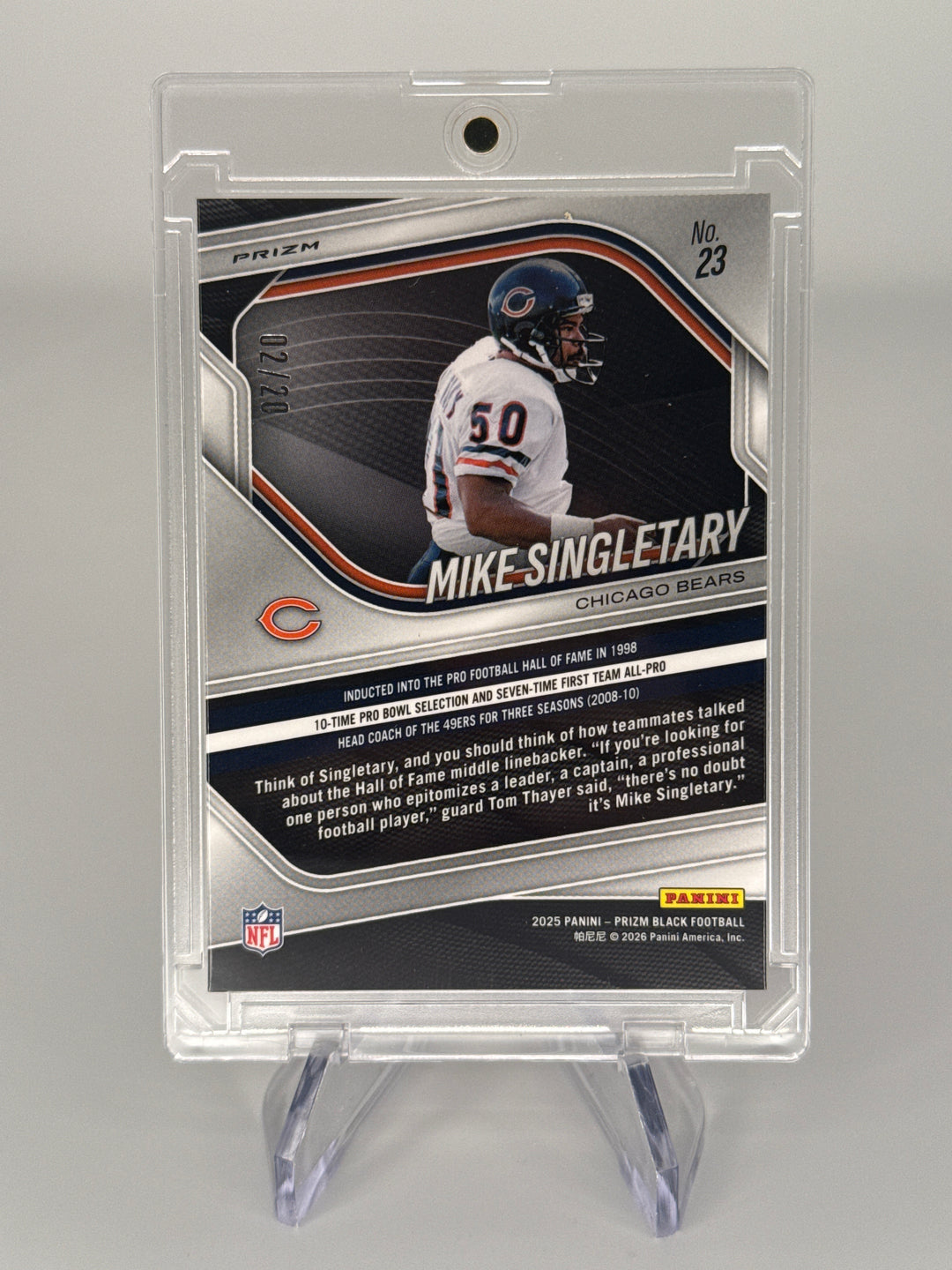 Mike Singletary 2025 Panini Prizm Black Cherry Blossom Prizm, 02/20