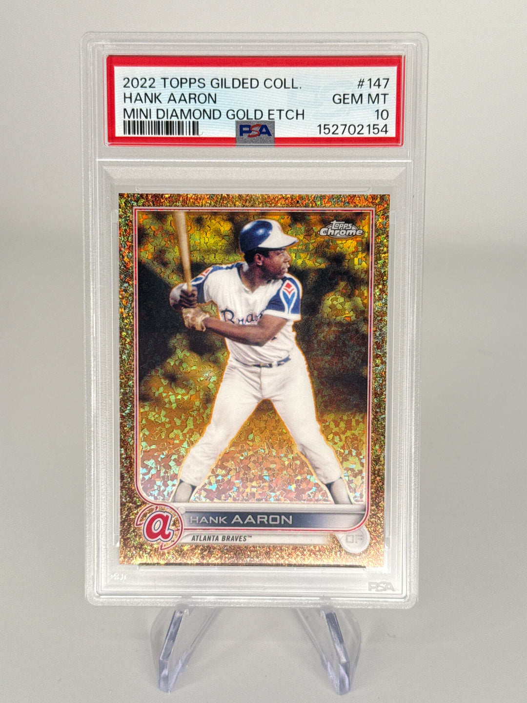 Hank Aaron 2022 Topps Gilded Collection Mini Diamond Gold Etch, 03/50, PSA 10 Gem Mint