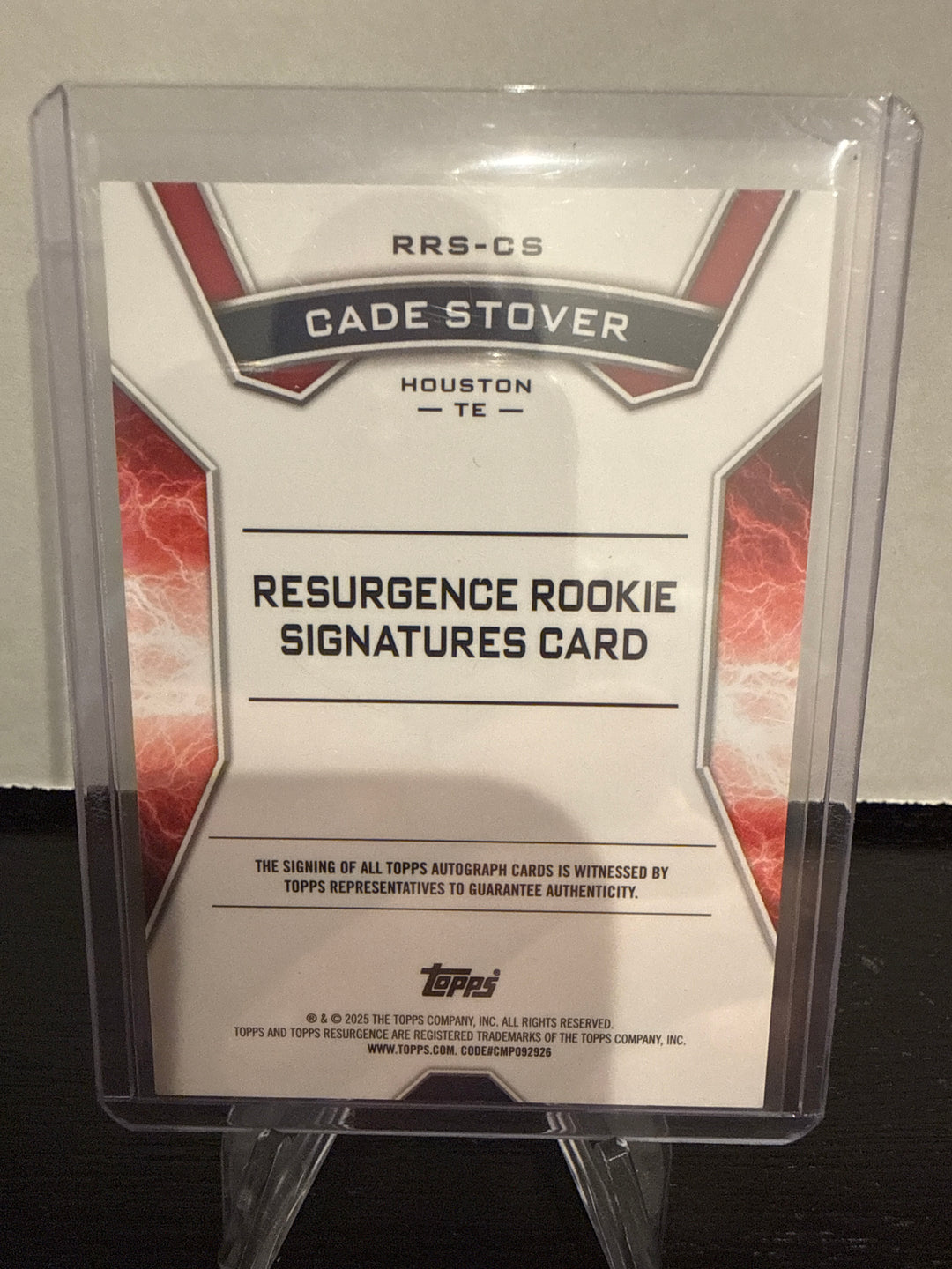 Cade Stover 2025 Topps Resurgence Rookie Auto Red Static, 1/5