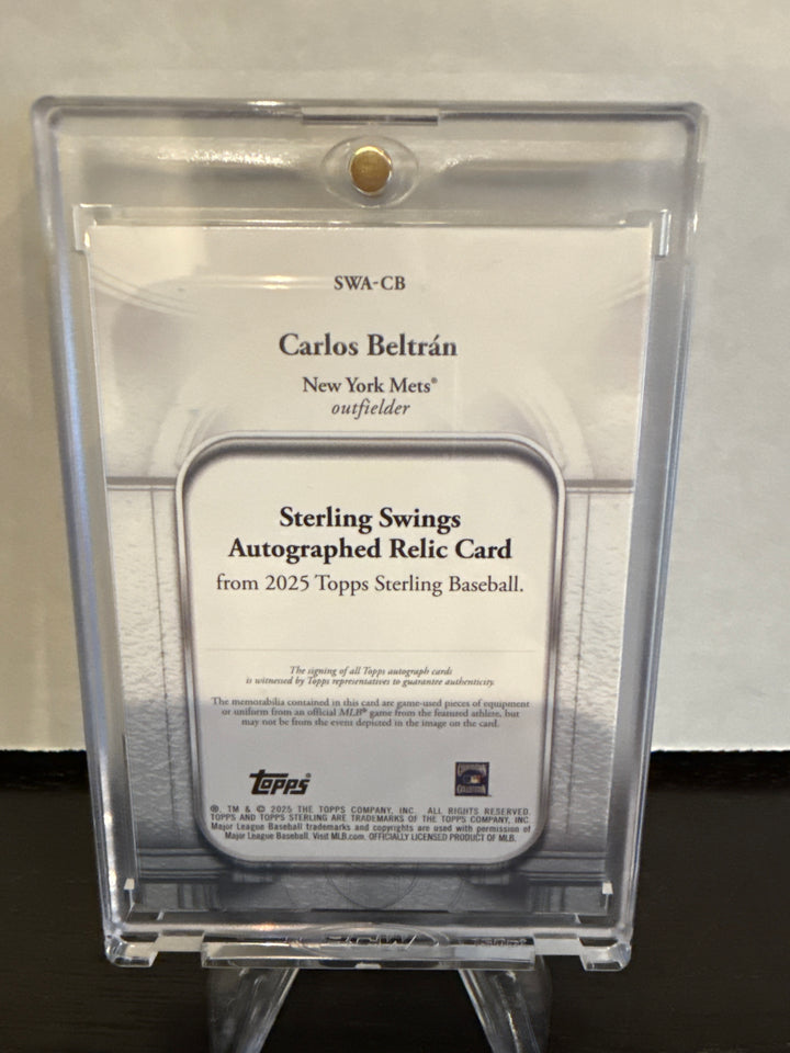 Carlos Beltran 2025 Topps Sterling, Sterling Swings Auto Relic Blue, 08/10
