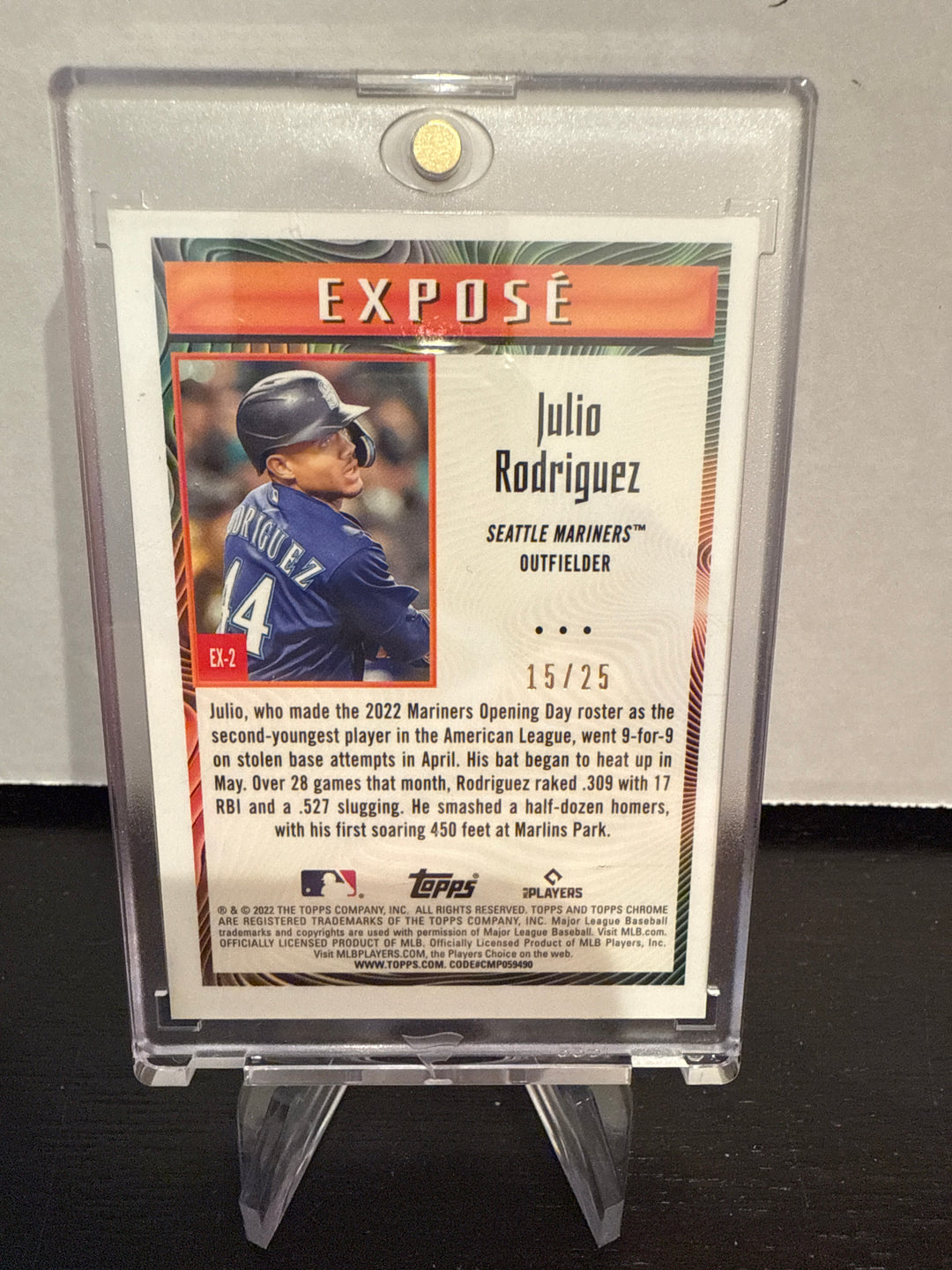 Julio Rodriguez 2022 Topps Chrome Expose Orange Rookie, 15/25